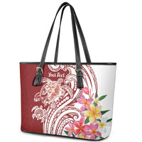 Aloha Hawaii Island Personalized Leather Tote Bag Crimson Dreamy Turtle LT7 - Polynesian Pride