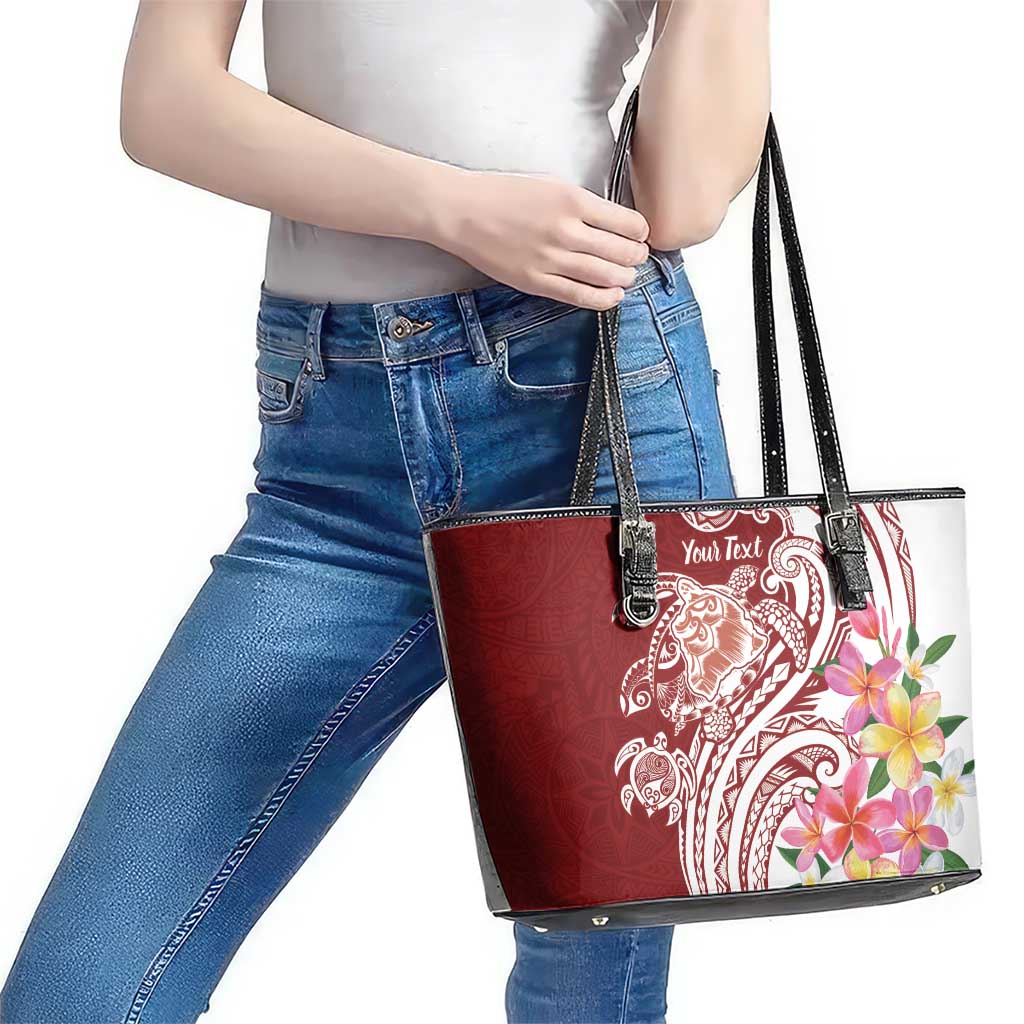 Aloha Hawaii Island Personalized Leather Tote Bag Crimson Dreamy Turtle LT7 - Polynesian Pride
