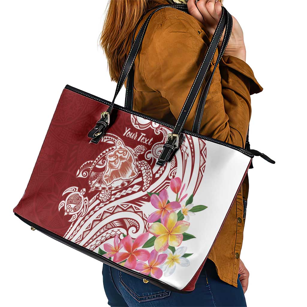 Aloha Hawaii Island Personalized Leather Tote Bag Crimson Dreamy Turtle LT7 - Polynesian Pride