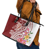 Aloha Hawaii Island Personalized Leather Tote Bag Crimson Dreamy Turtle LT7 - Polynesian Pride