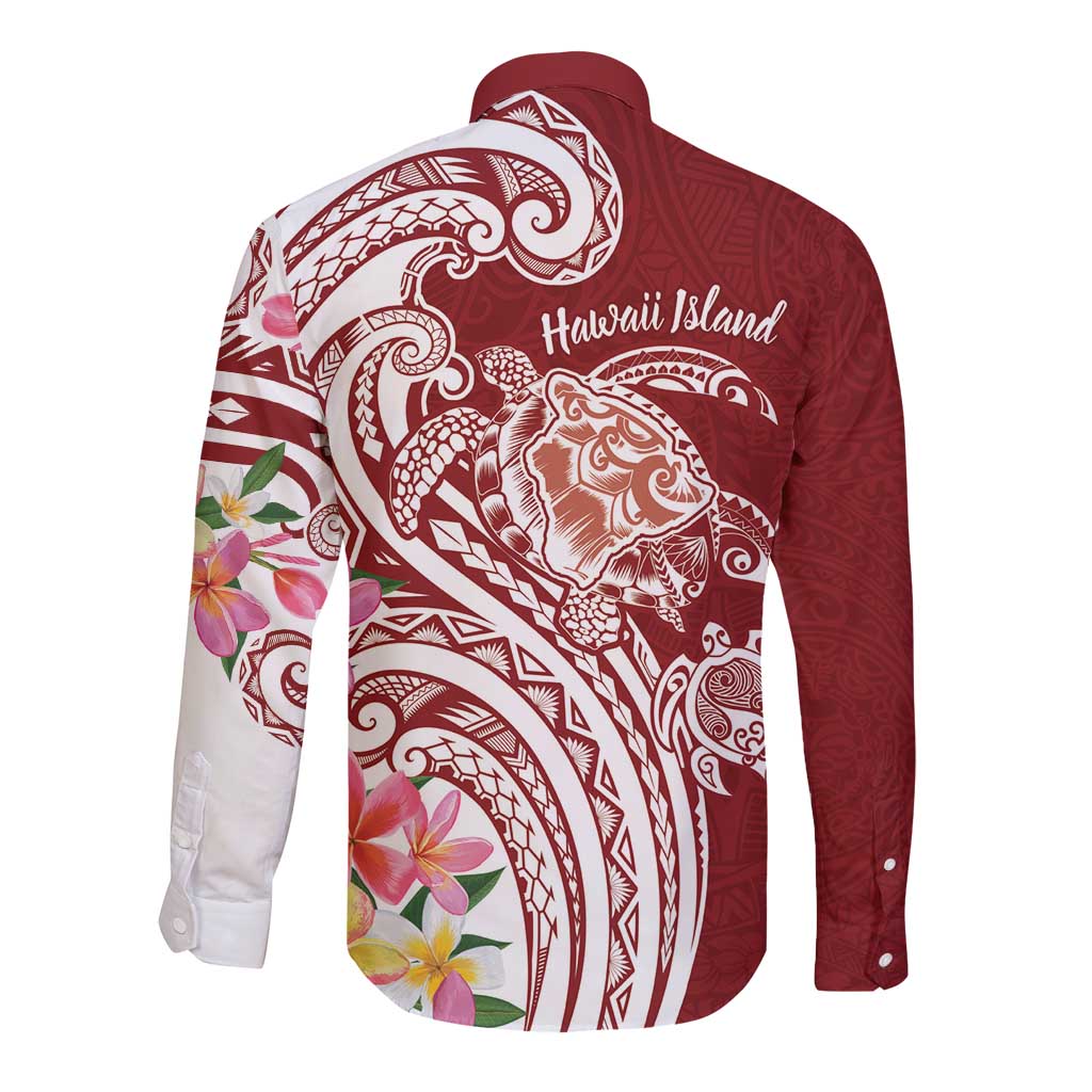 Aloha Hawaii Island Personalized Long Sleeve Button Shirt Crimson Dreamy Turtle LT7 - Polynesian Pride