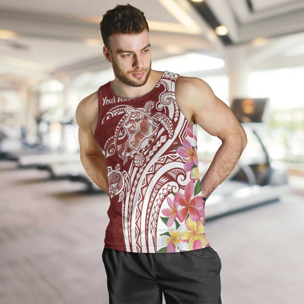 Aloha Hawaii Island Personalized Men Tank Top Crimson Dreamy Turtle LT7 Red - Polynesian Pride
