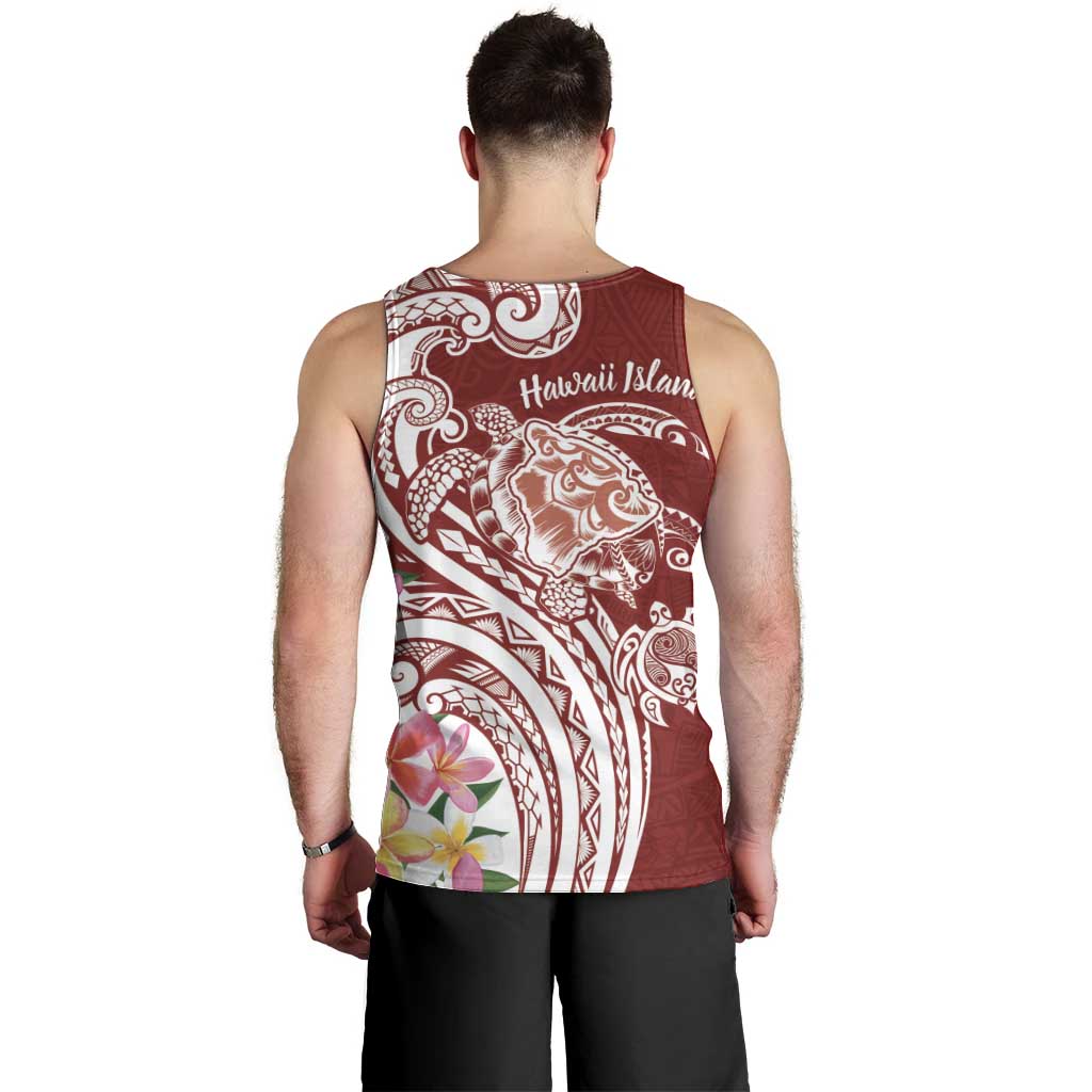 Aloha Hawaii Island Personalized Men Tank Top Crimson Dreamy Turtle LT7 - Polynesian Pride