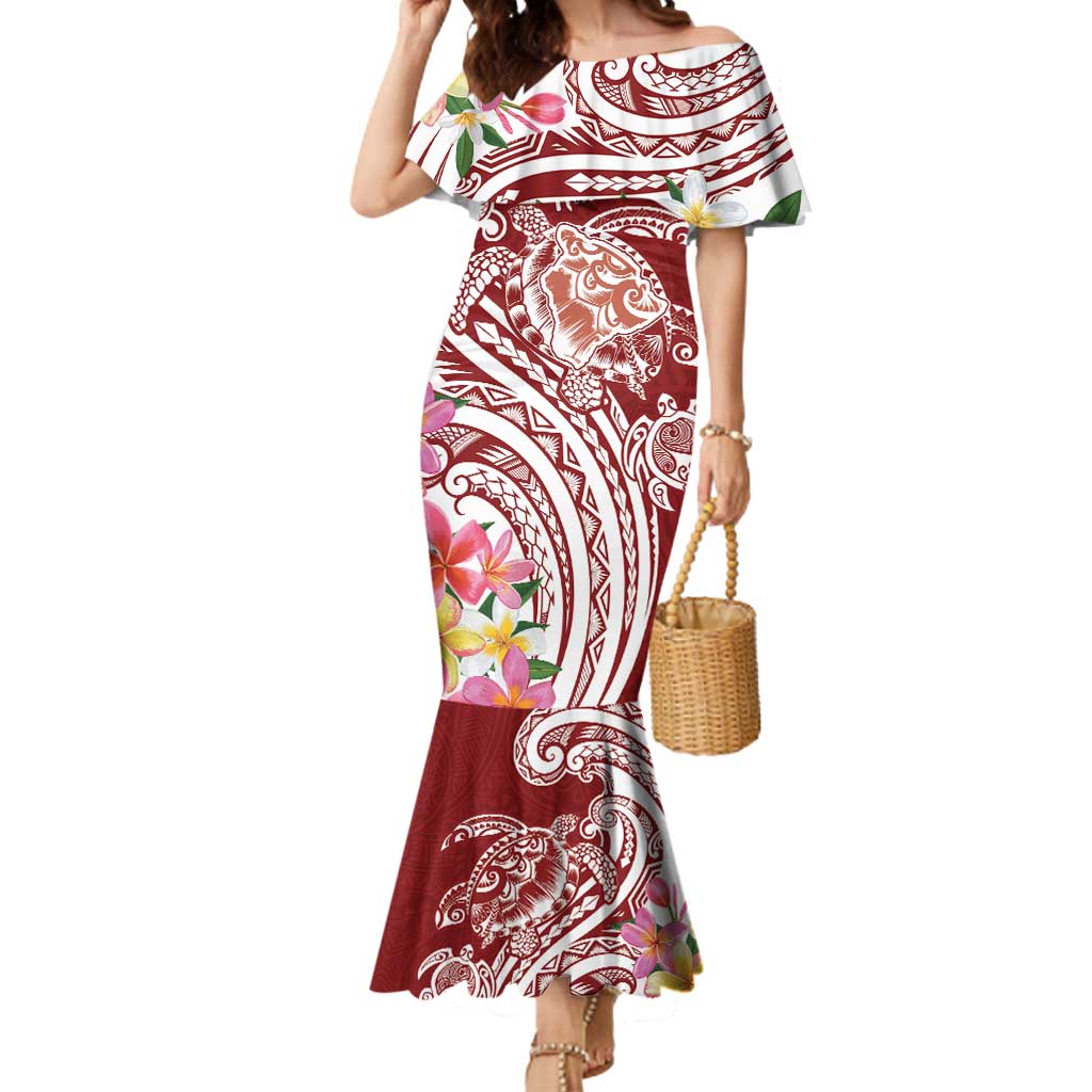 Aloha Hawaii Island Personalized Mermaid Dress Crimson Dreamy Turtle