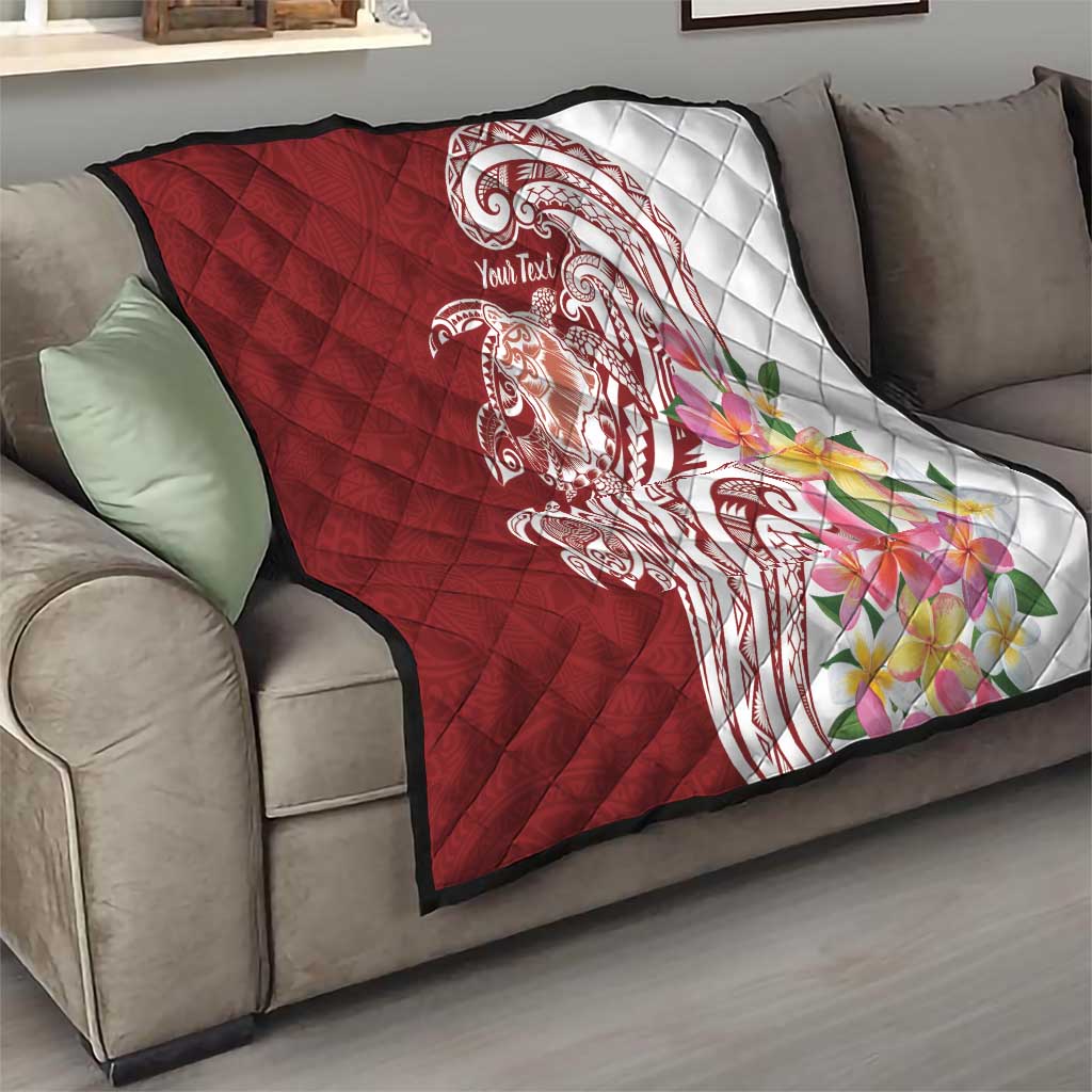 Aloha Hawaii Island Personalized Quilt Crimson Dreamy Turtle