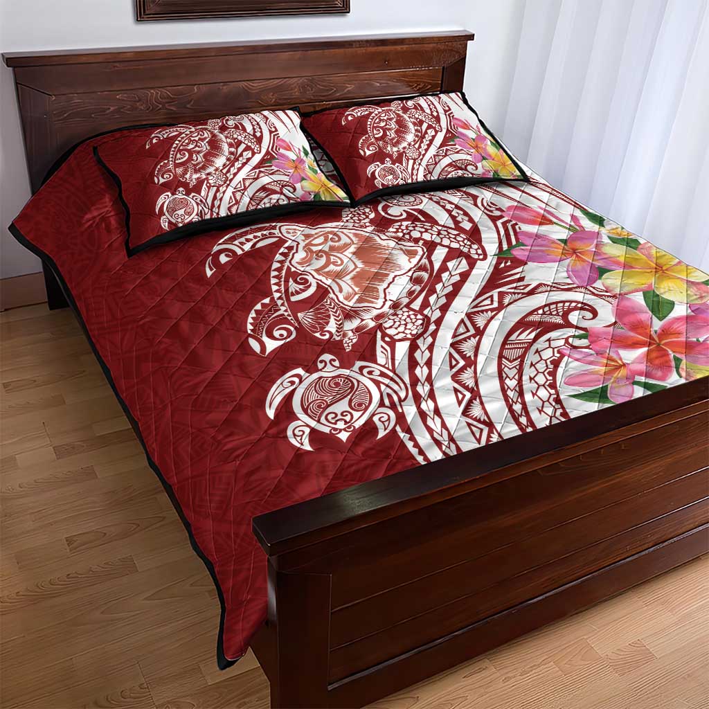 Aloha Hawaii Island Personalized Quilt Bed Set Crimson Dreamy Turtle