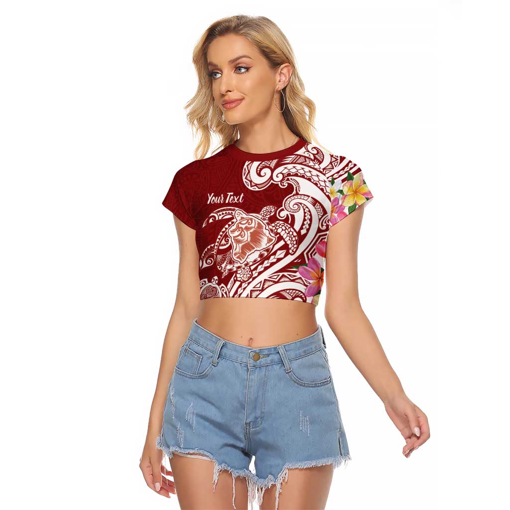Aloha Hawaii Island Personalized Raglan Cropped T Shirt Crimson Dreamy Turtle