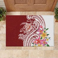 Aloha Hawaii Island Personalized Rubber Doormat Crimson Dreamy Turtle LT7 Red - Polynesian Pride