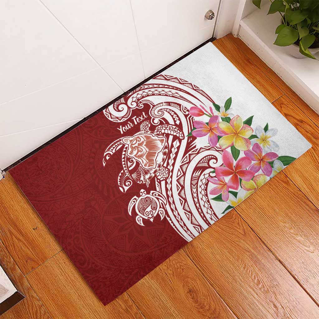 Aloha Hawaii Island Personalized Rubber Doormat Crimson Dreamy Turtle LT7 - Polynesian Pride