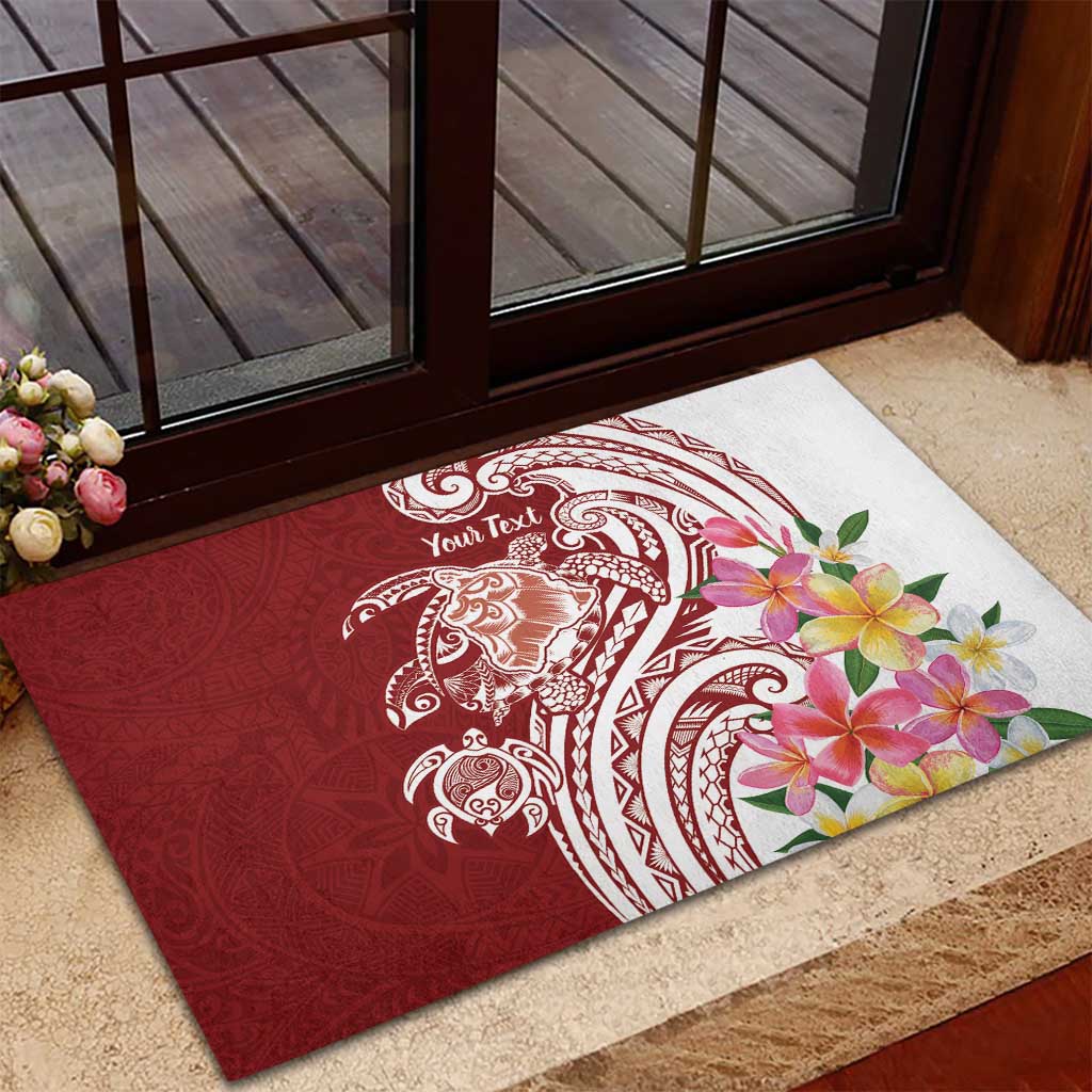 Aloha Hawaii Island Personalized Rubber Doormat Crimson Dreamy Turtle LT7 - Polynesian Pride