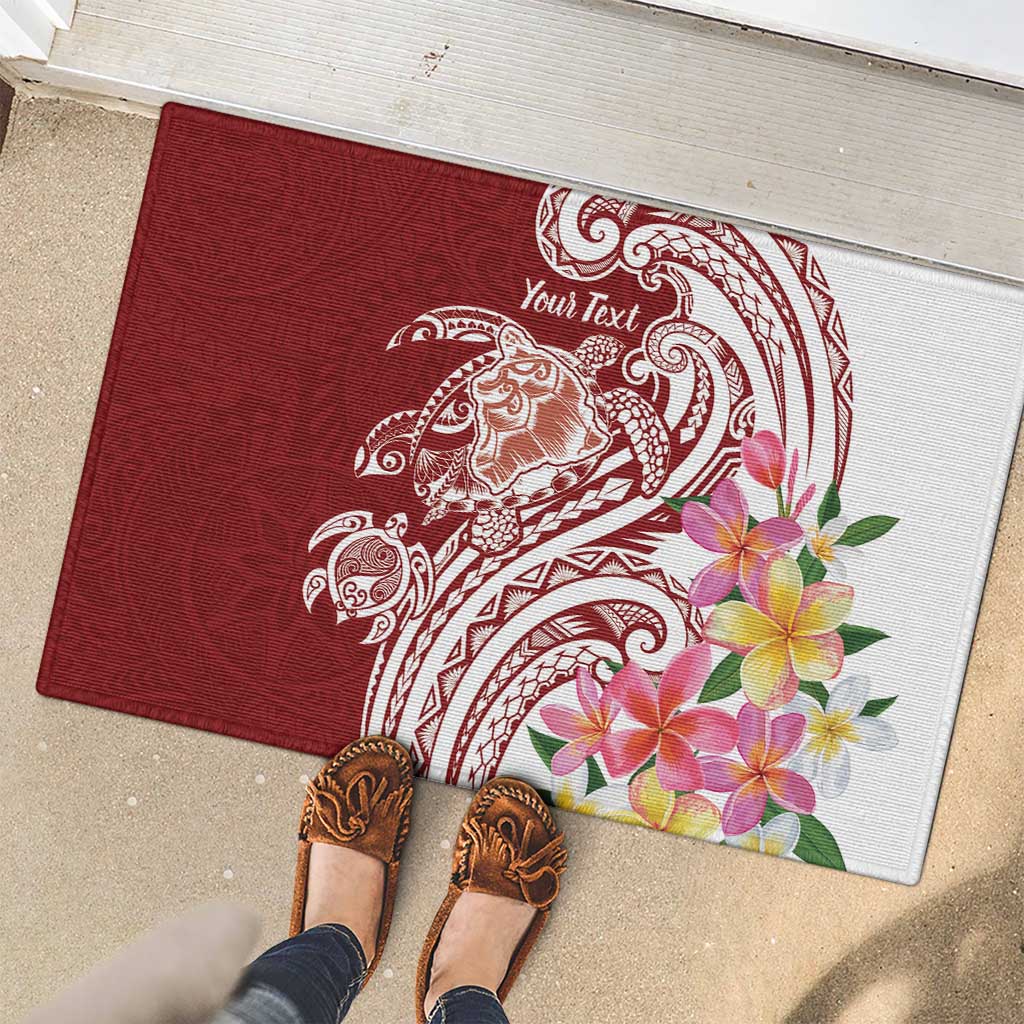 Aloha Hawaii Island Personalized Rubber Doormat Crimson Dreamy Turtle LT7 - Polynesian Pride