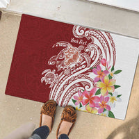 Aloha Hawaii Island Personalized Rubber Doormat Crimson Dreamy Turtle LT7 - Polynesian Pride