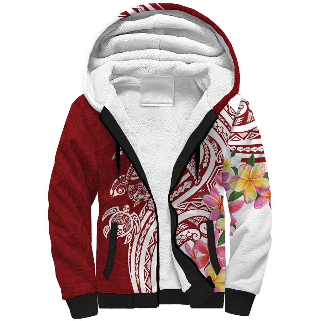 Aloha Hawaii Island Personalized Sherpa Hoodie Crimson Dreamy Turtle LT7 Unisex Red - Polynesian Pride