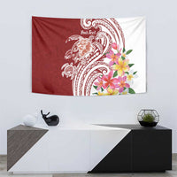 Aloha Hawaii Island Personalized Tapestry Crimson Dreamy Turtle