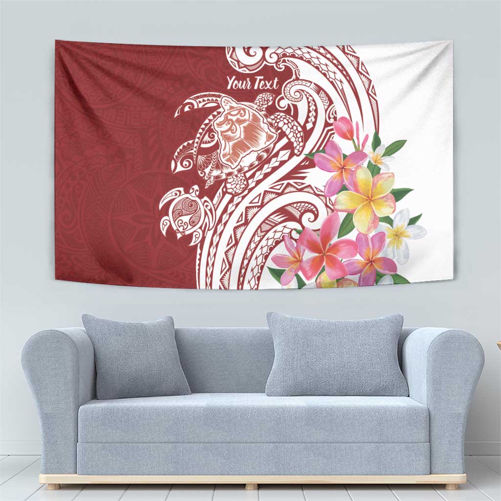 Aloha Hawaii Island Personalized Tapestry Crimson Dreamy Turtle