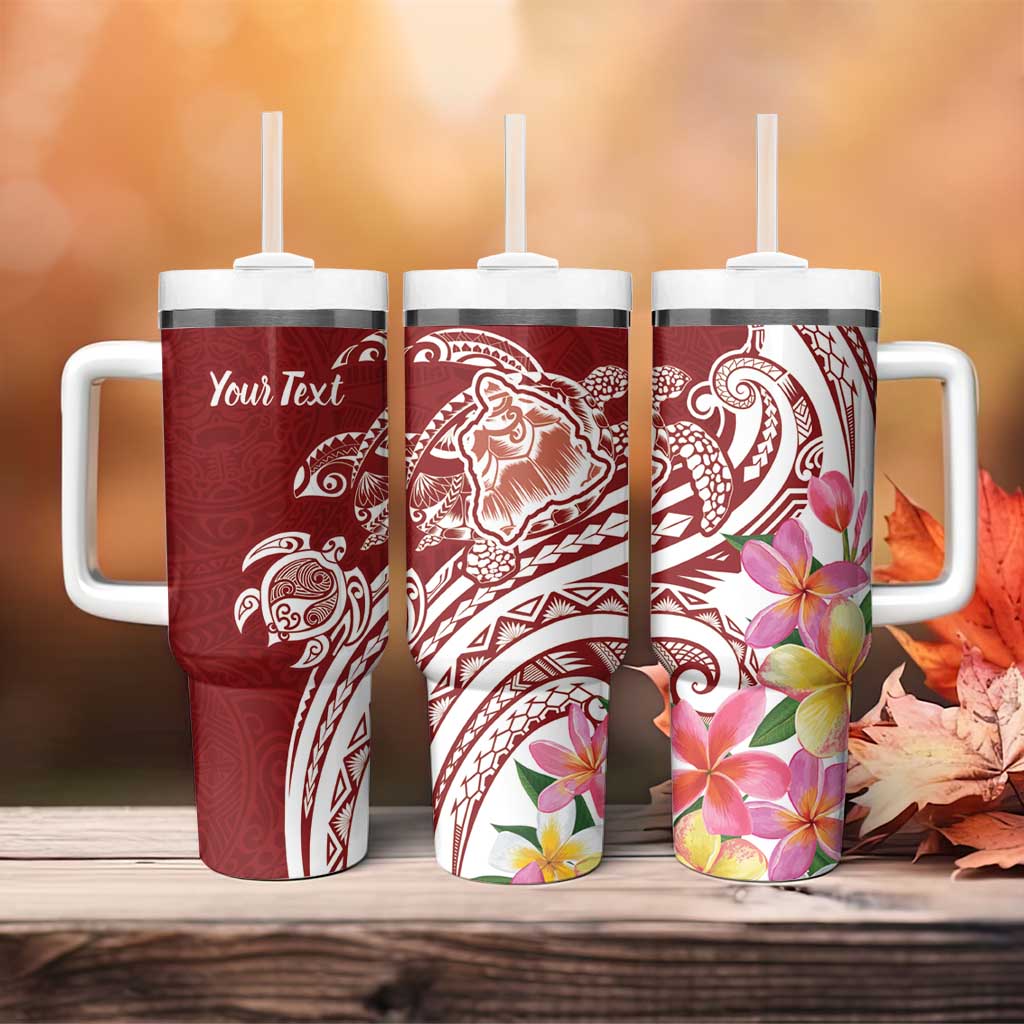 Aloha Hawaii Island Personalized Tumbler With Handle Crimson Dreamy Turtle