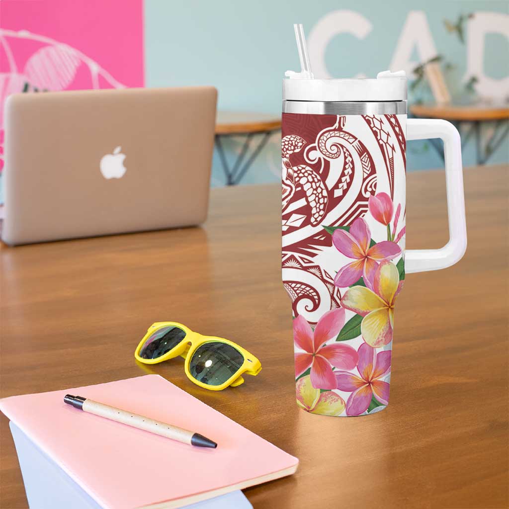 Aloha Hawaii Island Personalized Tumbler With Handle Crimson Dreamy Turtle