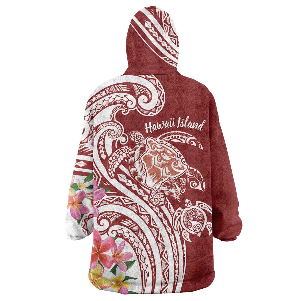 Aloha Hawaii Island Personalized Wearable Blanket Hoodie Crimson Dreamy Turtle LT7 - Polynesian Pride