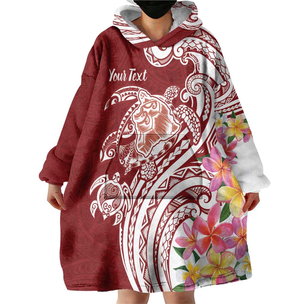 Aloha Hawaii Island Personalized Wearable Blanket Hoodie Crimson Dreamy Turtle LT7 - Polynesian Pride