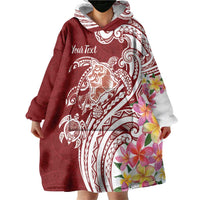 Aloha Hawaii Island Personalized Wearable Blanket Hoodie Crimson Dreamy Turtle LT7 - Polynesian Pride