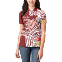 Aloha Hawaii Island Personalized Women Polo Shirt Crimson Dreamy Turtle