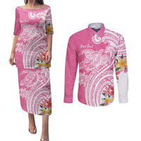 Aloha Maui Island Personalized Couples Matching Puletasi and Long Sleeve Button Shirt Rose Dreamy Turtle LT7 Rose Pink - Polynesian Pride