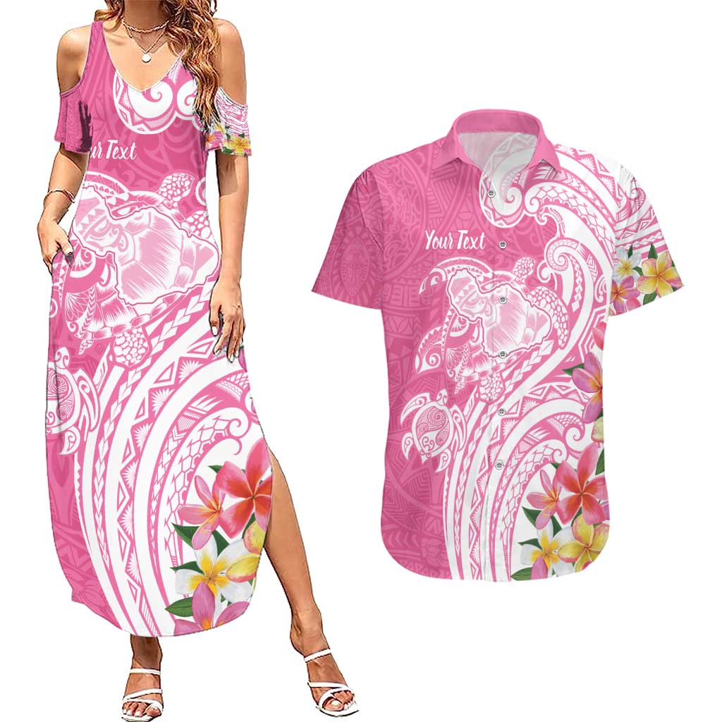 Aloha Maui Island Personalized Couples Matching Summer Maxi Dress and Hawaiian Shirt Rose Dreamy Turtle LT7 Rose Pink - Polynesian Pride