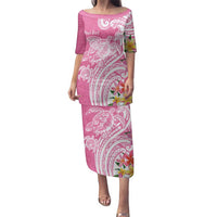 Aloha Maui Island Personalized Family Matching Puletasi and Hawaiian Shirt Rose Dreamy Turtle