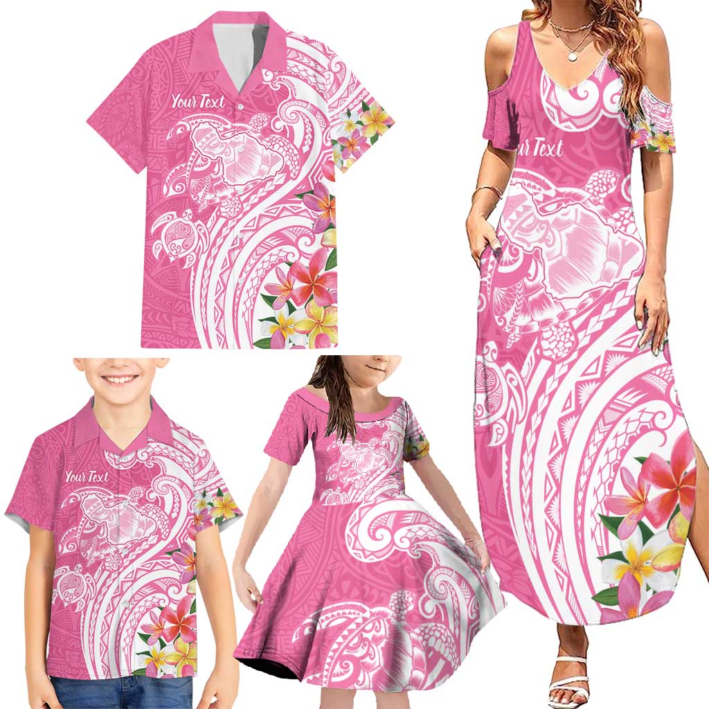 Aloha Maui Island Personalized Family Matching Summer Maxi Dress and Hawaiian Shirt Rose Dreamy Turtle