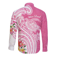 Aloha Maui Island Personalized Long Sleeve Button Shirt Rose Dreamy Turtle LT7 - Polynesian Pride