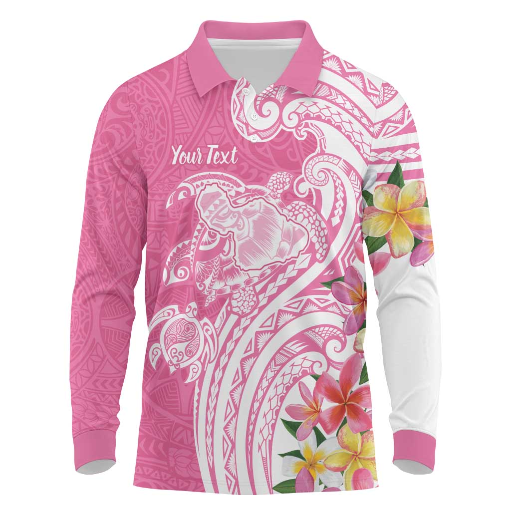 Aloha Maui Island Personalized Long Sleeve Polo Shirt Rose Dreamy Turtle