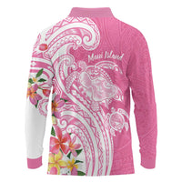 Aloha Maui Island Personalized Long Sleeve Polo Shirt Rose Dreamy Turtle