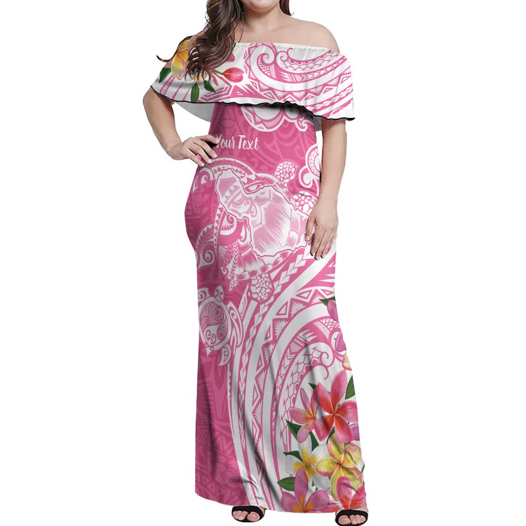 Aloha Maui Island Personalized Off Shoulder Maxi Dress Rose Dreamy Turtle