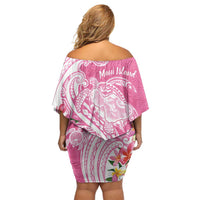 Aloha Maui Island Personalized Off Shoulder Short Dress Rose Dreamy Turtle