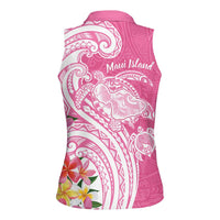 Aloha Maui Island Personalized Women Sleeveless Polo Shirt Rose Dreamy Turtle