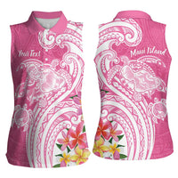Aloha Maui Island Personalized Women Sleeveless Polo Shirt Rose Dreamy Turtle