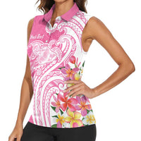 Aloha Maui Island Personalized Women Sleeveless Polo Shirt Rose Dreamy Turtle