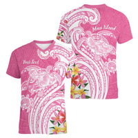 Aloha Maui Island Personalized Women V-Neck T-Shirt Rose Dreamy Turtle
