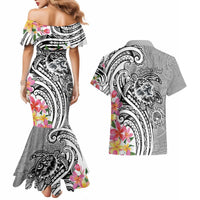 Aloha Kahoolawe Island Personalized Couples Matching Mermaid Dress and Hawaiian Shirt Ashen Dreamy Turtle LT7 - Polynesian Pride