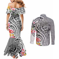 Aloha Kahoolawe Island Personalized Couples Matching Mermaid Dress and Long Sleeve Button Shirt Ashen Dreamy Turtle LT7 - Polynesian Pride