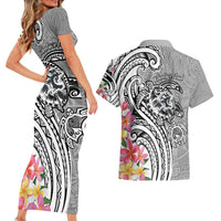 Aloha Kahoolawe Island Personalized Couples Matching Short Sleeve Bodycon Dress and Hawaiian Shirt Ashen Dreamy Turtle LT7 - Polynesian Pride