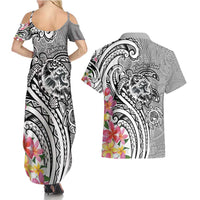 Aloha Kahoolawe Island Personalized Couples Matching Summer Maxi Dress and Hawaiian Shirt Ashen Dreamy Turtle LT7 - Polynesian Pride