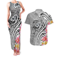 Aloha Kahoolawe Island Personalized Couples Matching Tank Maxi Dress and Hawaiian Shirt Ashen Dreamy Turtle LT7 Grey - Polynesian Pride