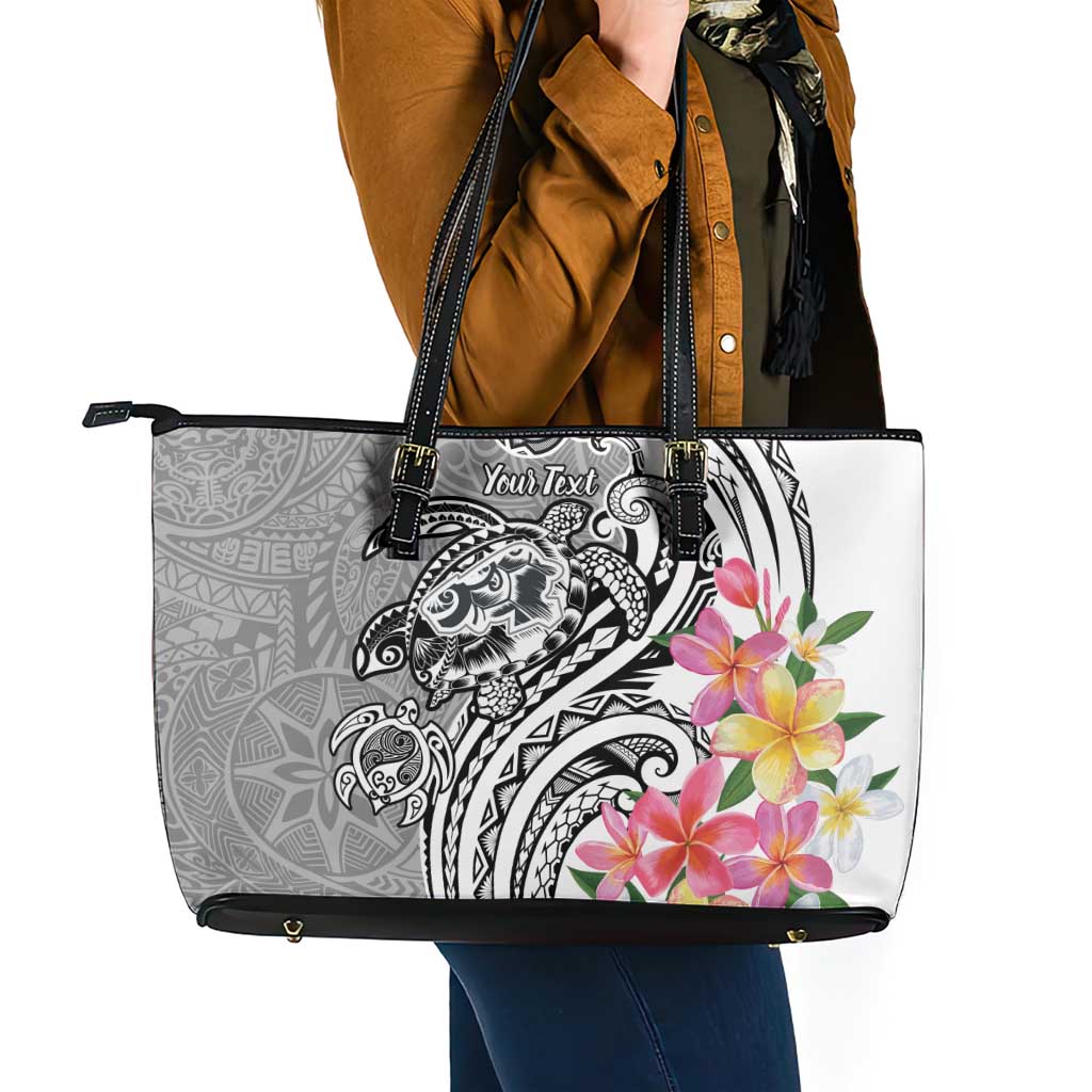 Aloha Kahoolawe Island Personalized Leather Tote Bag Ashen Dreamy Turtle LT7 - Polynesian Pride