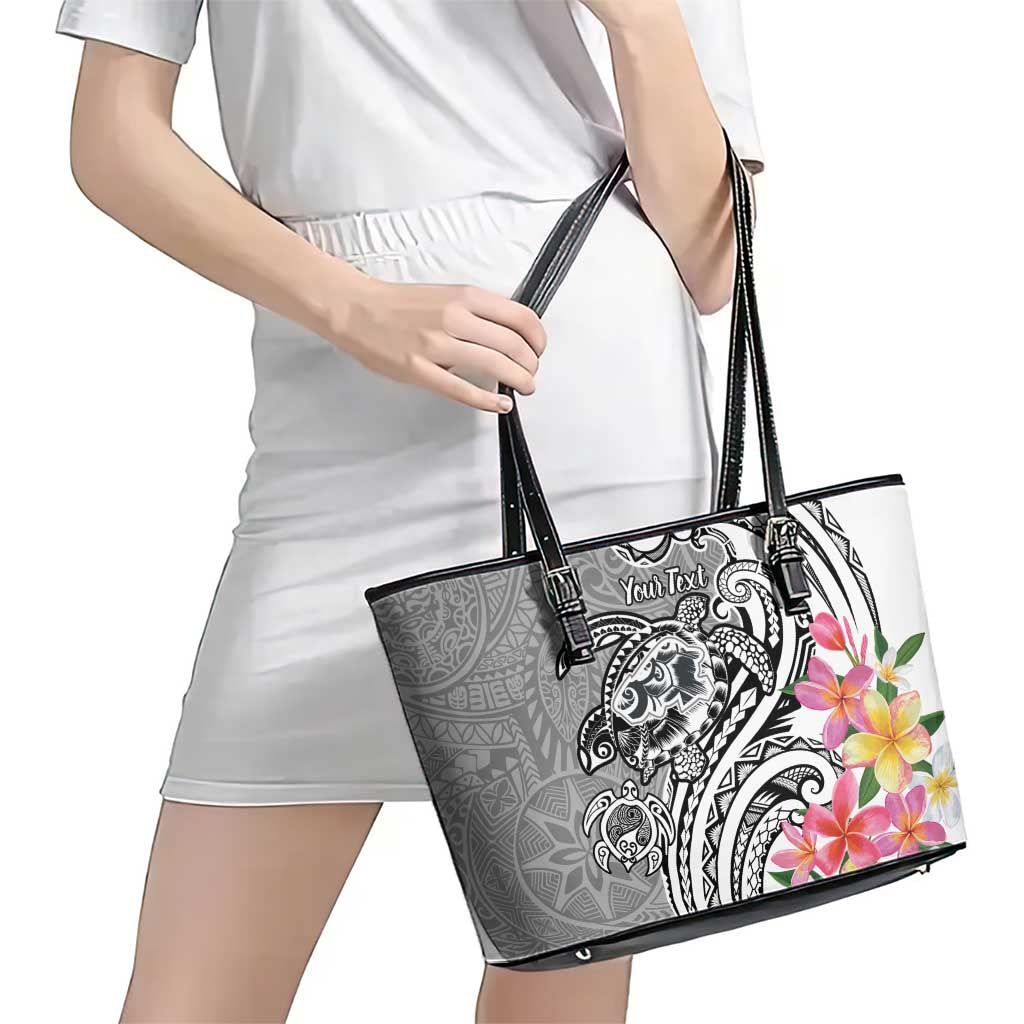 Aloha Kahoolawe Island Personalized Leather Tote Bag Ashen Dreamy Turtle LT7 - Polynesian Pride
