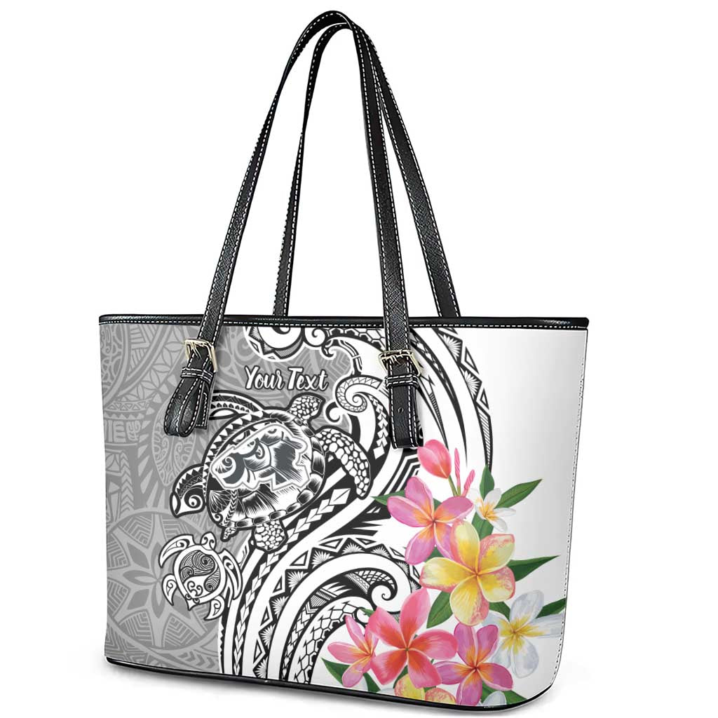 Aloha Kahoolawe Island Personalized Leather Tote Bag Ashen Dreamy Turtle LT7 - Polynesian Pride