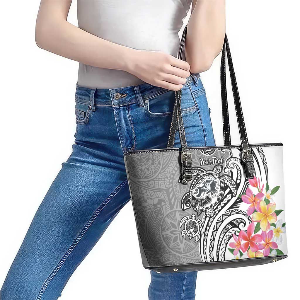 Aloha Kahoolawe Island Personalized Leather Tote Bag Ashen Dreamy Turtle LT7 - Polynesian Pride