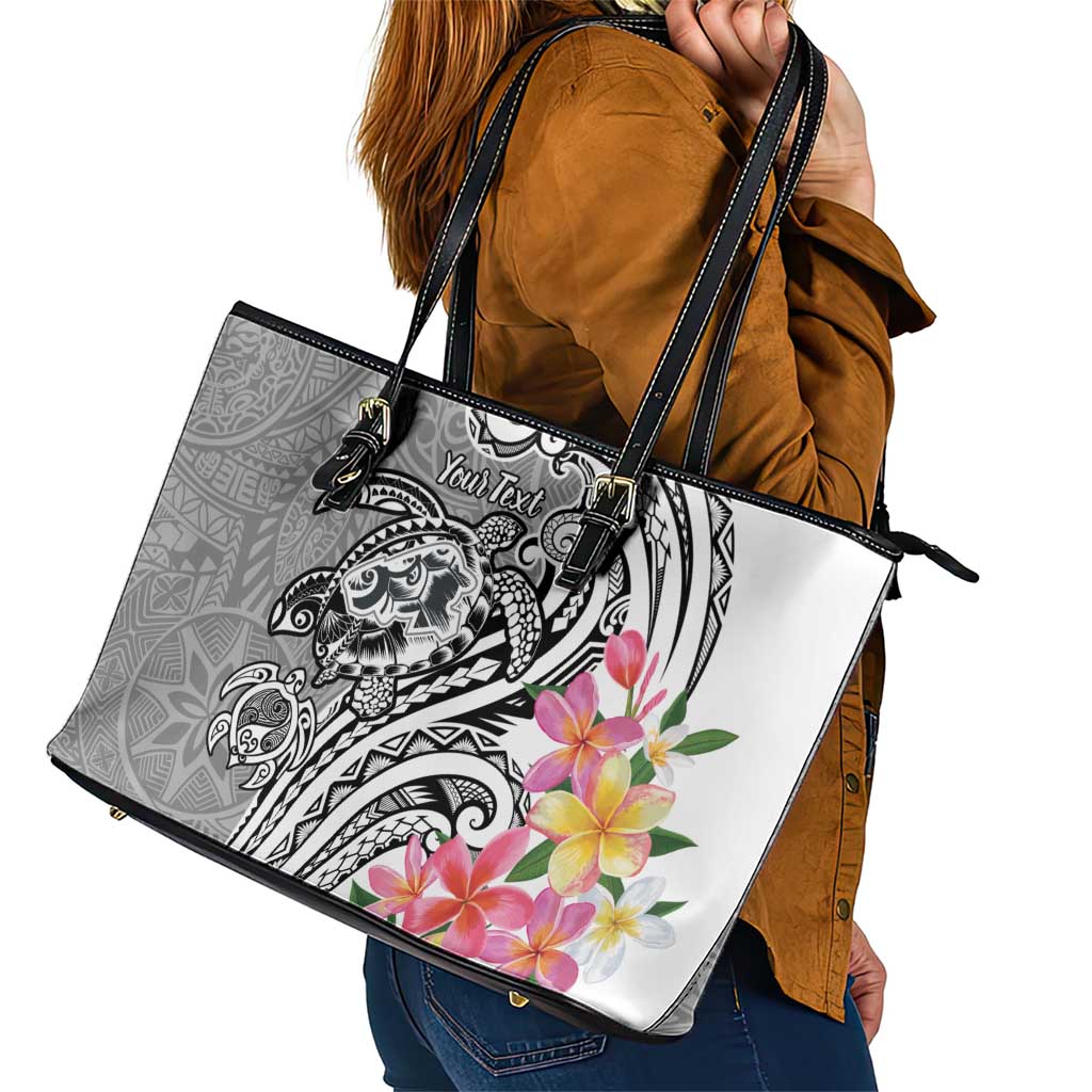 Aloha Kahoolawe Island Personalized Leather Tote Bag Ashen Dreamy Turtle LT7 - Polynesian Pride