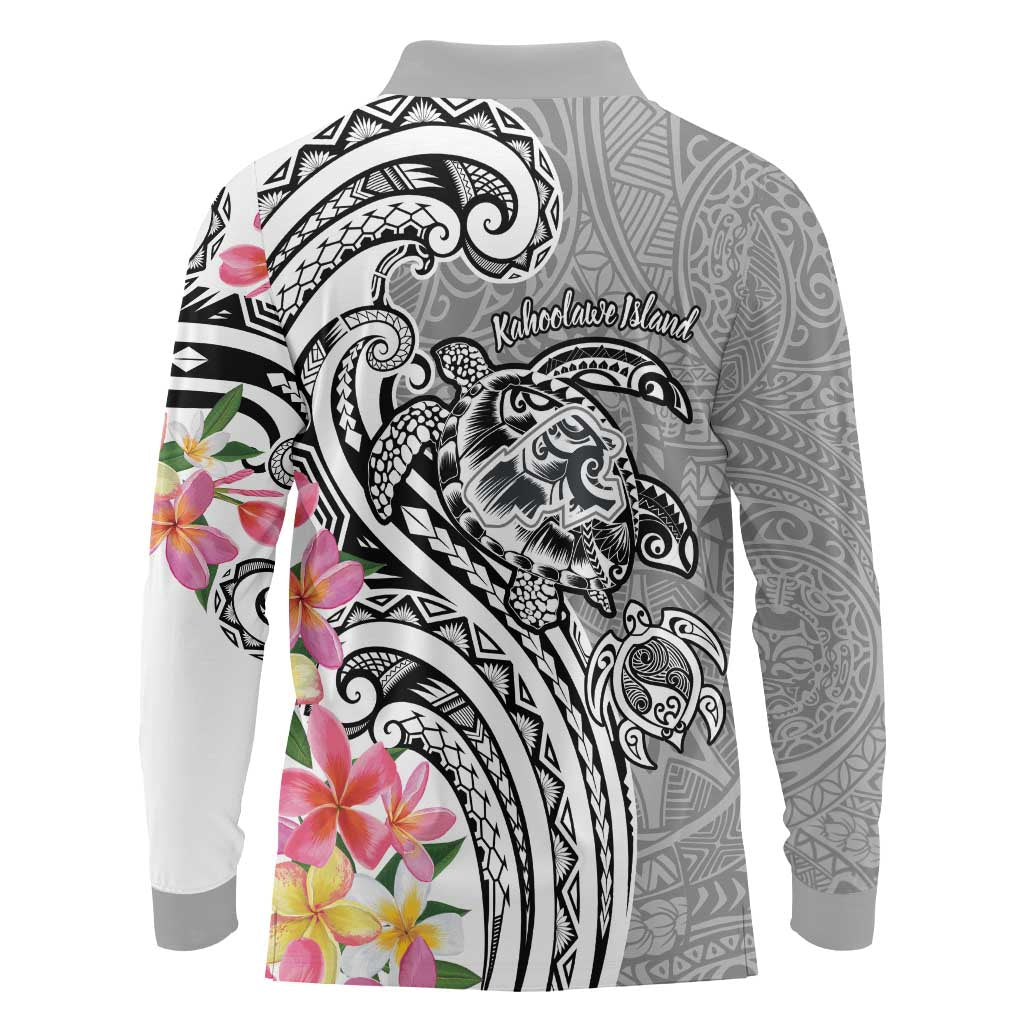 Aloha Kahoolawe Island Personalized Long Sleeve Polo Shirt Ashen Dreamy Turtle