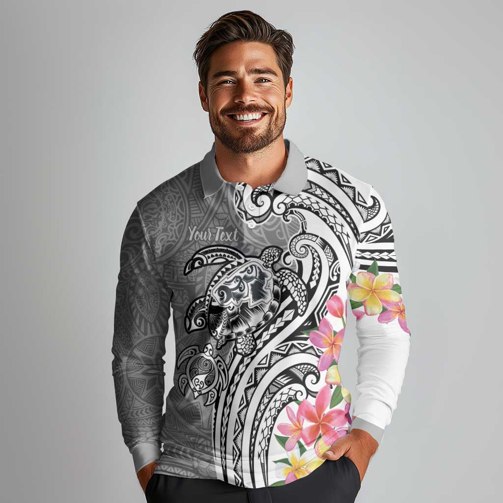 Aloha Kahoolawe Island Personalized Long Sleeve Polo Shirt Ashen Dreamy Turtle